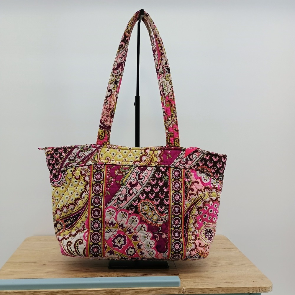 Vera Bradley Tote Shoulder Bag Very Berry Paisley Quilted Cotton Medium Pink - Picture 4 of 12
